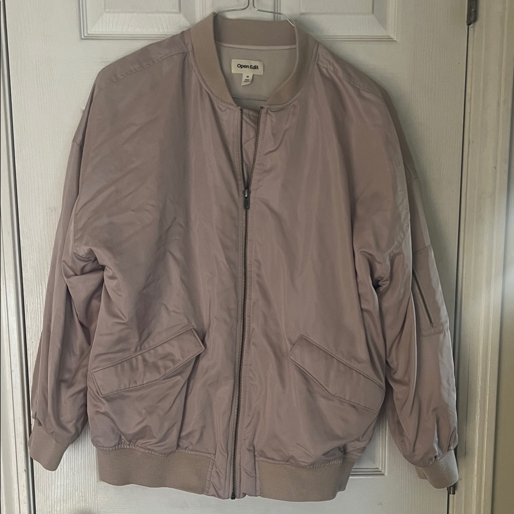 Open Edit Women's Beige Bomber Jacket